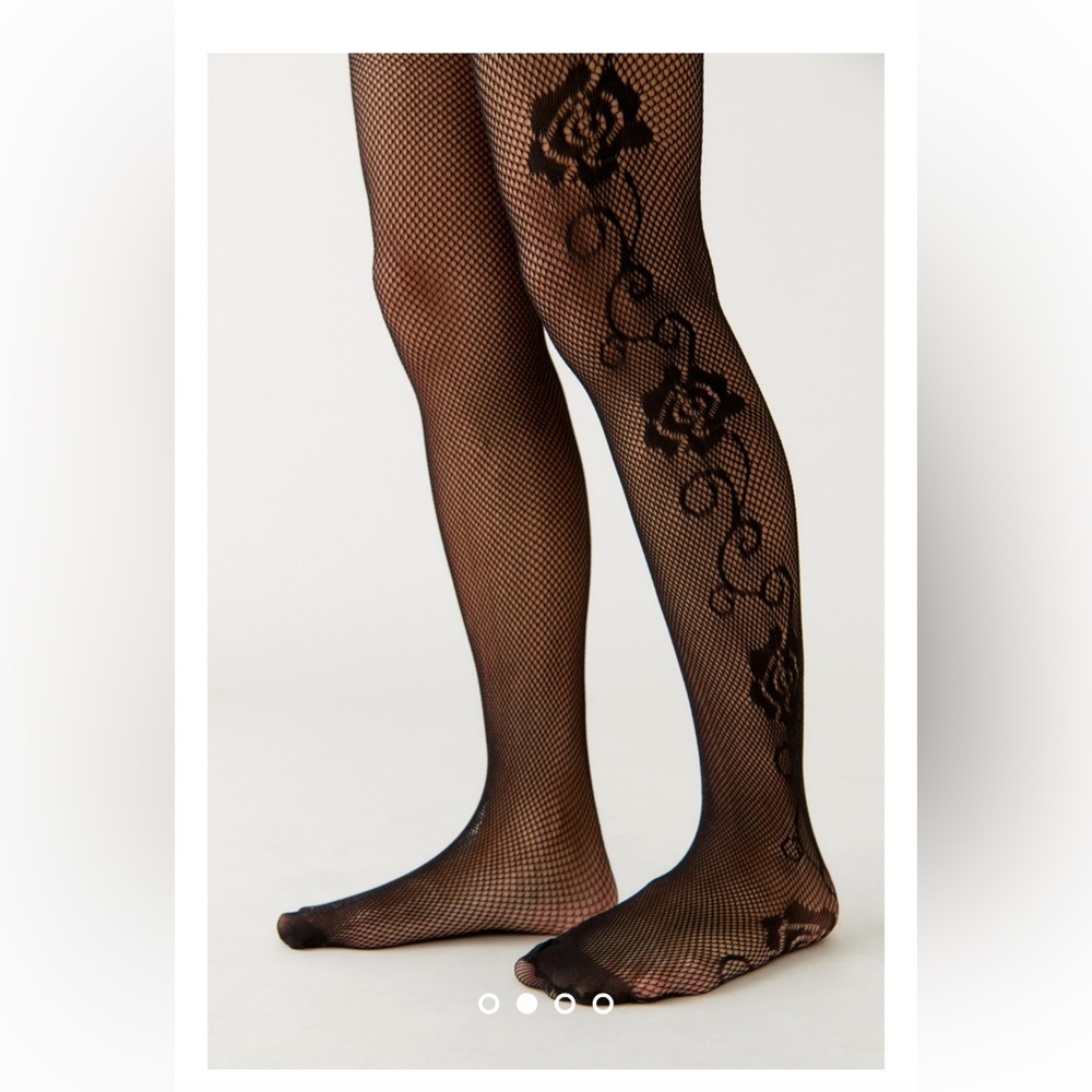NWT Urban Outfitters Floral Side Seam Fishnet Tights One Size